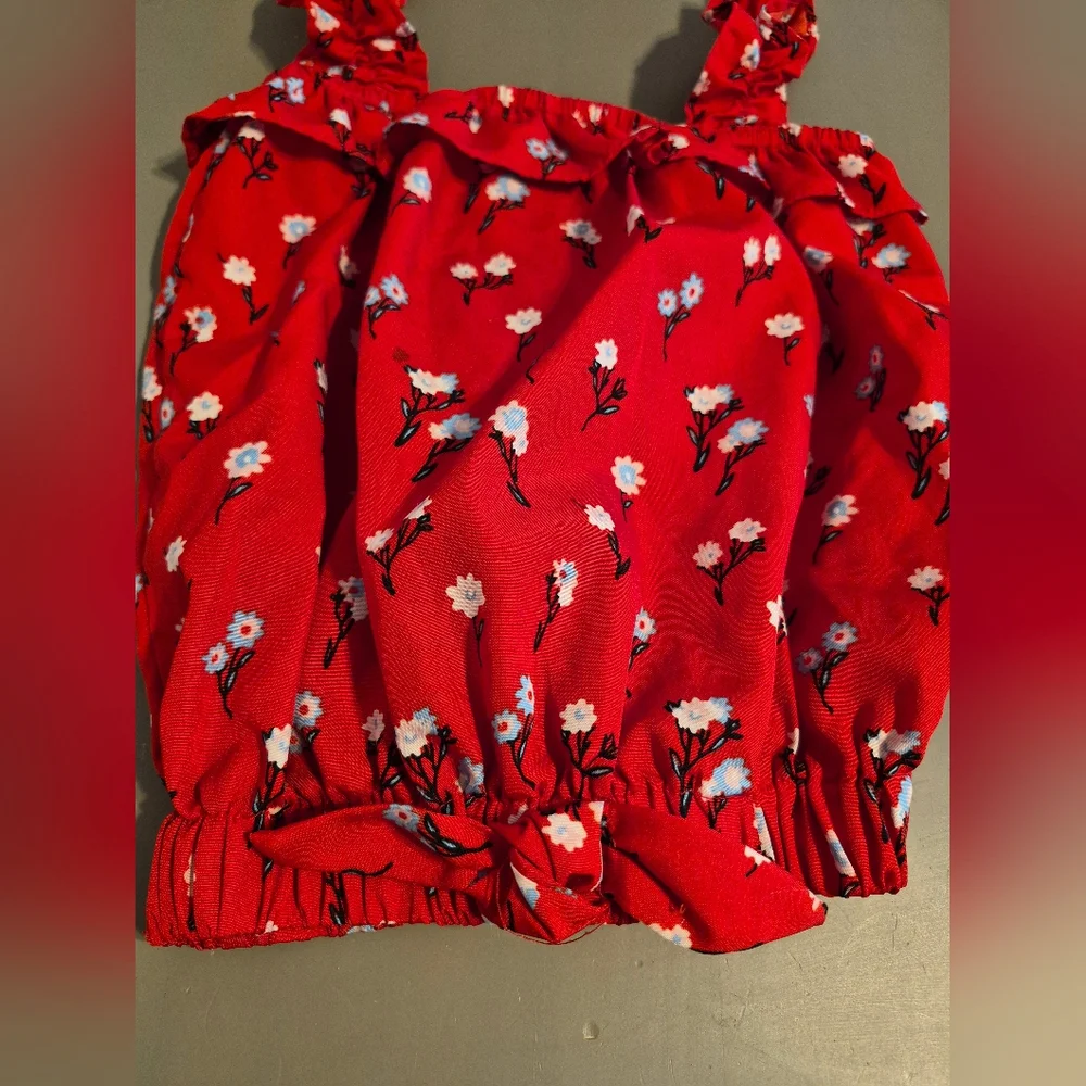 Red Floral Top And Shorts Set